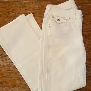 True Religion Women's Bedazzled White Straight Leg Jeans 30
